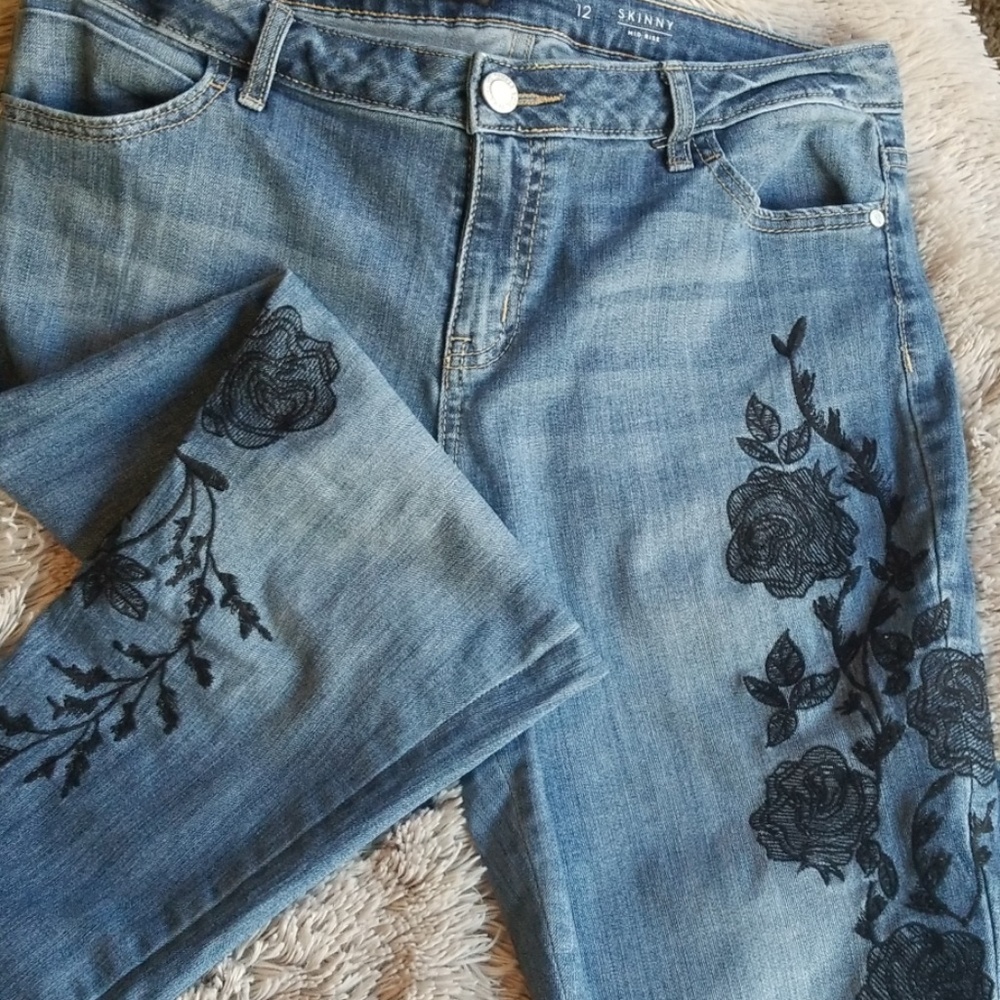 Simple Vera embroidered skinny jeans